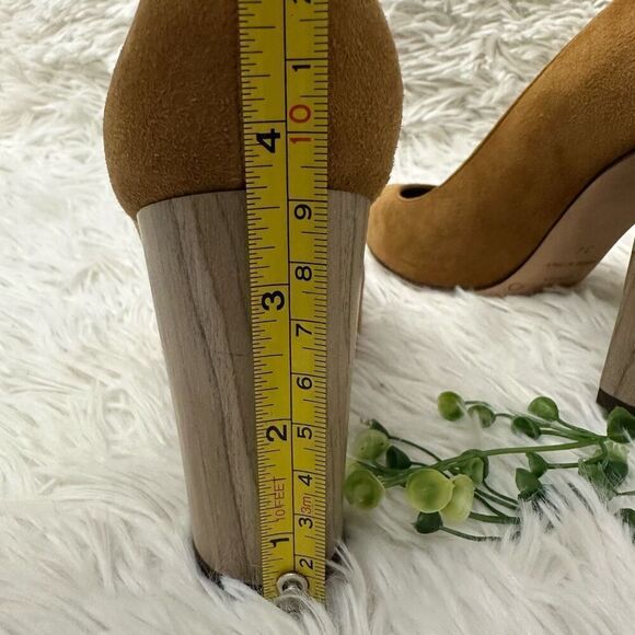 Jimmy Choo Laria Canyon Brown Suede Round Toe Wood High Heel Pump sz 34 EU/ US 4 - Picture 8 of 8